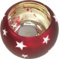 Floristik24 Lanterna vidro tealight vidro com estrelas vermelho Ø12cm A9cm
