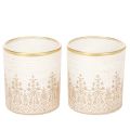 Floristik24 Porta-velas de vidro com estampa floral, Ø8cm A9cm, 2 peças