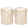 Floristik24 Porta-velas de vidro com estampa paisley, Ø8cm, A9cm, 2 peças