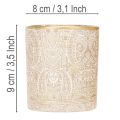 Porta-velas de vidro com estampa paisley, Ø8cm, A9cm, 2 peças | Floristik24.pt