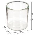 Porta-velas de vidro, redondo, transparente, versátil, 12 cm, 2 peças | Floristik24.pt