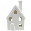 Floristik24 Casa de luz de vento casa de luz de cerâmica Advent branco H14cm 2 peças