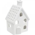 Floristik24 Casa de luz de vento casa de luz de cerâmica Advent branco H14cm 2 peças