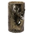 Floristik24 Porta-velas de vidro com relevos de cabeça de veado e árvore, decoração de inverno, 26 cm