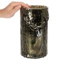 Porta-velas de vidro com relevos de cabeça de veado e árvore, decoração de inverno, 26 cm | Floristik24.pt