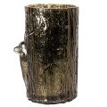 Porta-velas de vidro com relevos de cabeça de veado e árvore, decoração de inverno, 26 cm | Floristik24.pt