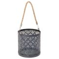 Floristik24 Porta-velas de metal, lanterna decorativa com alça, antracite, Ø16cm, 2 peças