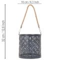 Porta-velas de metal, lanterna decorativa com alça, antracite, Ø16cm, 2 peças | Floristik24.pt