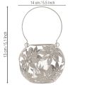 Lanterna de metal decorativa suspensa, cinza, Ø14cm A13cm | Floristik24.pt