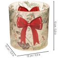 Castiçal de vidro para vela votiva com fita vermelha e ramos de inverno, 15 cm | Floristik24.pt