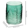 Porta-velas de vidro com pinheiros em relevo, decoração natalina, 16 cm | Floristik24.pt