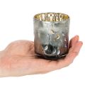 Porta-velas de vidro com motivo de pássaro e floco de neve, 8 cm, 2 peças | Floristik24.pt