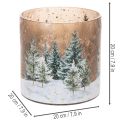 Porta-velas de vidro com tema de floresta de inverno na neve, decoração natalina, 20 cm | Floristik24.pt