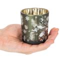 Porta-velas de vidro com galho de pinheiro de inverno, 8 cm, 2 peças | Floristik24.pt