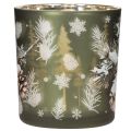 Porta-velas de vidro com galho