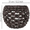 Porta-velas trançado, preto e marrom, decoração de verão, Ø31cm A25cm | Floristik24.pt