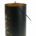 Floristik24 Lanterna Deco redonda com pega floresta metal preto, dourado Ø16cm A26cm