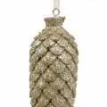 Floristik24 Cones de decorações para árvores de natal ouro glitter 11cm 4 unidades
