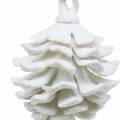 Floristik24 Cones de decoração para árvores de Natal purpurina branca 9 cm 6 unidades