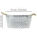 Tigela oval grande de zinco, 31 cm x 20 cm, 15 cm de altura. | Floristik24.pt