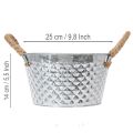 Tigela redonda de zinco com alças de corda Ø25cm A14cm | Floristik24.pt