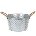 Floristik24 Tigela redonda de zinco com alças de corda Ø28cm A16cm