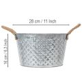 Tigela redonda de zinco com alças de corda Ø28cm A16cm | Floristik24.pt