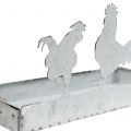Floristik24 Tigela de zinco com frangos 30cm x 12cm Alt.15,5cm