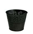 Floristik24 Pote de zinco preto com flores Ø10cm Alt.8cm