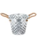 Floristik24 Panela de zinco com alças de corda Ø14,5cm A13cm