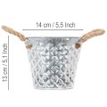 Panela de zinco com alças de corda Ø14,5cm A13cm | Floristik24.pt