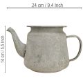 Bule decorativo de metal, estilo vintage, cinza, 24×14×14cm, estilo retrô shabby chic | Floristik24.pt