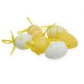 Floristik24 Ovos de Páscoa decorativos amarelos, bunda branca. 6,5cm 12pcs