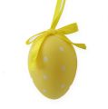 Floristik24 Ovos de Páscoa decorativos amarelos, bunda branca. 6,5cm 12pcs