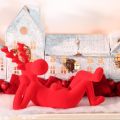 Conjunto de 2 estatuetas decorativas de rena vermelha deitada, design moderno, 24 cm. | Floristik24.pt