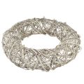 Guirlanda decorativa decoração em madeira rattan branco natural Ø40cm Alt.9,5cm | Floristik24.pt