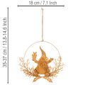 Anel decorativo de Natal, rena em um anel, Papai Noel com presente, decoração em metal, acabamento envelhecido, Ø18cm, conjunto de 2 | Floristik24.pt