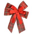 Floristik24 Laço decorativo de Natal, laço para presente, para uso externo, xadrez vermelho, 6 cm de largura, 20 x 29 cm, 2 peças