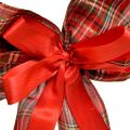 Laço decorativo de Natal, laço para presente, para uso externo, xadrez vermelho, 6 cm de largura, 20 x 29 cm, 2 peças | Floristik24.pt