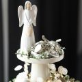 Estatueta de anjo com decoração de coração em branco creme, 23 cm | Floristik24.pt