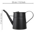 Regador pequeno e elegante, em metal preto, 30x13x17cm, 1,7l, ideal para plantas, perfeito para decorar apartamentos e varandas. | Floristik24.pt