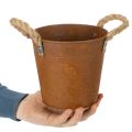 Vaso de metal com alças, para ervas, com decoração rústica, Ø16,5cm A15cm | Floristik24.pt