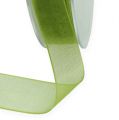 Floristik24 Fita de organza fita de presente verde borda tecida verde oliva 15mm 50m
