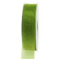Floristik24 Fita de organza fita de presente verde borda tecida verde oliva 25mm 50m