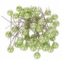 Floristik24 Alfinetes com cabeça de pérola, verde-maçã, Ø10mm, 60mm