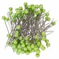 Floristik24 Alfinetes com cabeça de pérola Ø6mm 65mm verde maçã