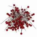Floristik24 Alfinetes com cabeça de pérola Ø6mm 65mm Vermelho