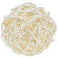 Floristik24 Bolas decorativas de mesa em rattan branqueado, rattan cor creme, Ø5cm, 24 peças