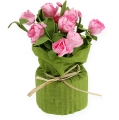 Floristik24 Mini rosas para decoração de mesa rosa 16cm