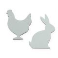 Floristik24 Polvilhe decoração de frango de Páscoa, coelho branco 4cm 96p